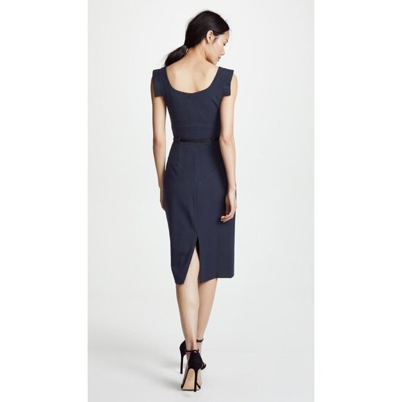 NWT Black Halo Jackie in Eclipse Stretch Gabardine Belted Sheath Dress 14 $375 - Picture 2 of 10